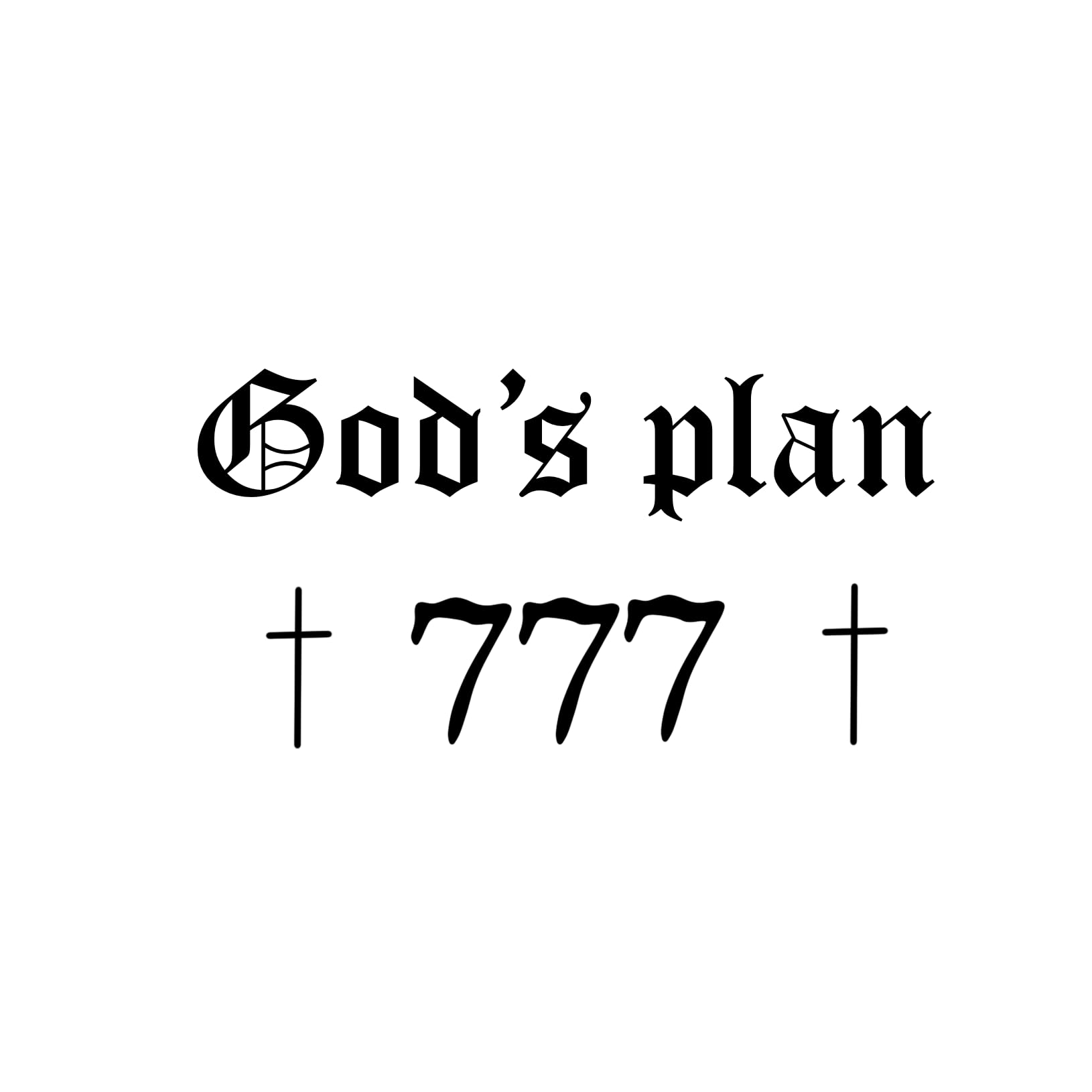 God's Plan 777 Temporary Tattoo, Black, Old English Font, Cross Design, Organic Plant Based Ink, Lasts 1-2 Weeks-image-34