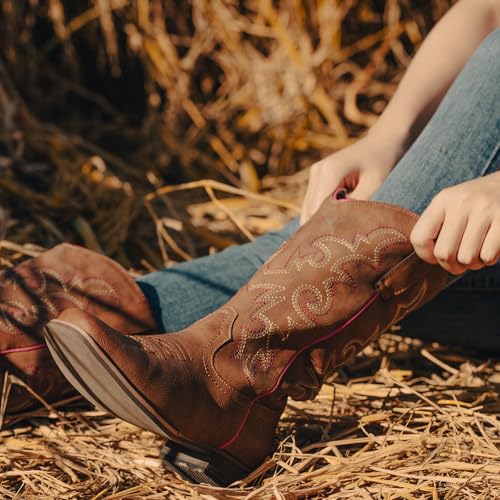 SheSole Cowboy Boots for Women Square Toe Cowgirl Boots Wide Calf Western Boots Brown Size 94