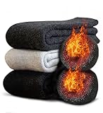 [Bafup] 靴下 メンズ ソックス 冬 厚手【零下防寒・激暖38℃恒温・ウール素材】 ウールソックス 360°蓄熱 極厚裏起毛 防寒 保温 消臭 耐久性 伸縮性 室内 アウトドア 登山 キャンプ 25-29㎝ (#02.ブラック+濃いグレー+ライトグレー)