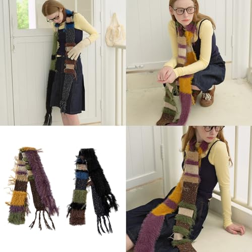 Women's Knit Scarf - Long Skinny Belt Necktie - Multicolor2