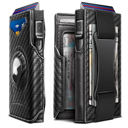 KEMISANT Airtag Wallet Men,Mens Slim Front Pocket Wallet Money Clip Standard or Apple Airtag Use 3.8