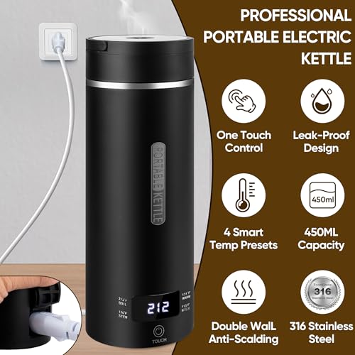 Tetera Eléctrica Portátil 450ml Acero Inoxidable 316 miniatura 2