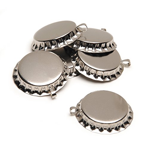 Darice Chrome Bottle Caps with Loop (50pc) – Great for Gifts, Favors, Craft Projects, Jewelry – Can be Personalized with Glitter, Stickers and More – Easy to String with Attached Loop, 1” Diameter Each