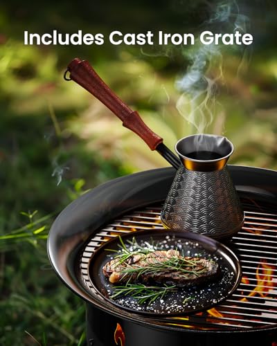 Ciays 24 Inch Portable Propane Fire Pit with Grill Grate, Folding Legs, and Carry Strap - 58,000 BTU, CSA Certified for Camping