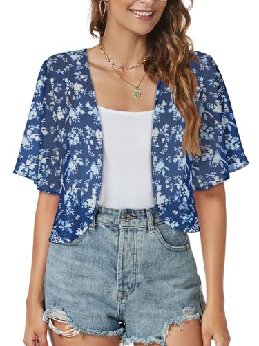 Image of ZNVGIRL Women Shrug Chiffon Cardigans Open Front Short Sleeve Bolero for Evening Dressy 2026