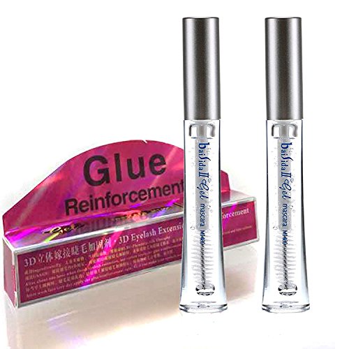 2 Pieces 15ml 3D Eyelash Extension Clear Coat Lashes Mascara Lasting Supply Coating Sealer Glue Reinforcement with Brushes Make-up Tools Set