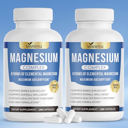 Image of 8-in-1 Magnesium* Glycinate, Citrate, Malate, Taurate, Oxide, Carbonate, Aspartate, Orotate (2 Bottle 480 Capsules)