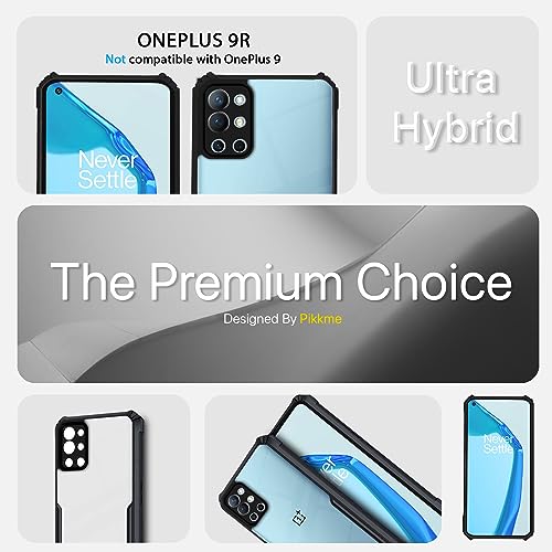 Image of Outlouders Back Cover for OnePlus 9R 5G | Ultra Hybrid Transparent | Full Camera Protection | Raised Edge | Crystal Clear Bumper Case (Black)
