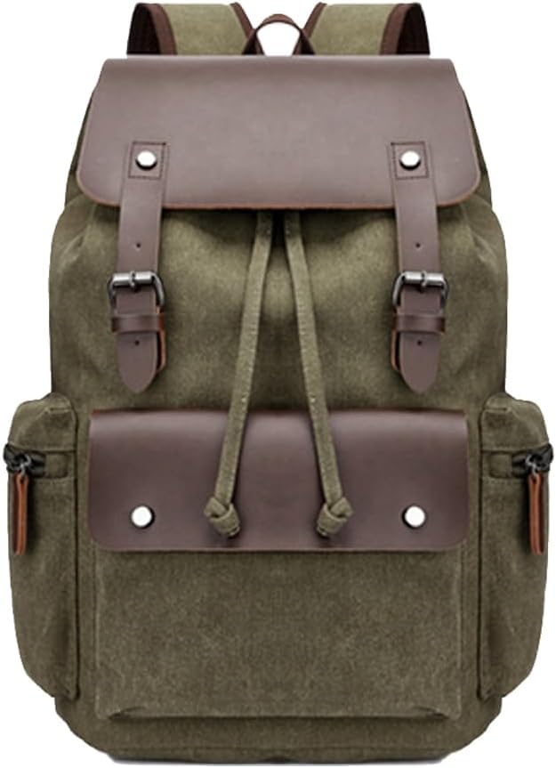 Mochila De Couro Casual Unissex Vintage, Mochila De Lona, Mochila De Viagem, Mochila, Bolsa De Ombro Ao Ar Livre, Mochila Para Laptop Homens Mulheres, Khaki