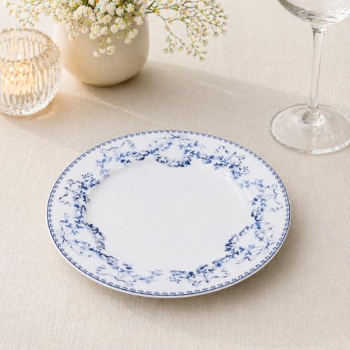Image of NFI essentials 8 inch Ceramic Quarter Plate with Elegant Blue Floral Design, Premium Serving Plate for Snacks, Desserts, Breakfast & Appetizers, Microwave & Dishwasher Safe