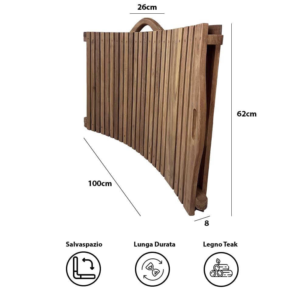 Lettino Prendisole Pieghevole in Legno Teak Paraiso | Chaise Longue dal Design Curvo e Pieghevole, Lettino Ergonomico da Giardino e Piscina, Resistente e Salvaspazio