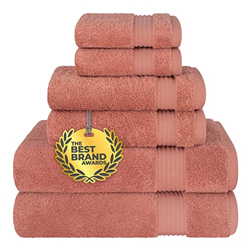 La Mejor Lista de Juegos de textiles para comprar hoy. 46 Cotton Paradise United Home Textile, Juego de Toallas de Lujo para Máxima Suavidad y Absorción (Set de 6 Piezas, Coral)
