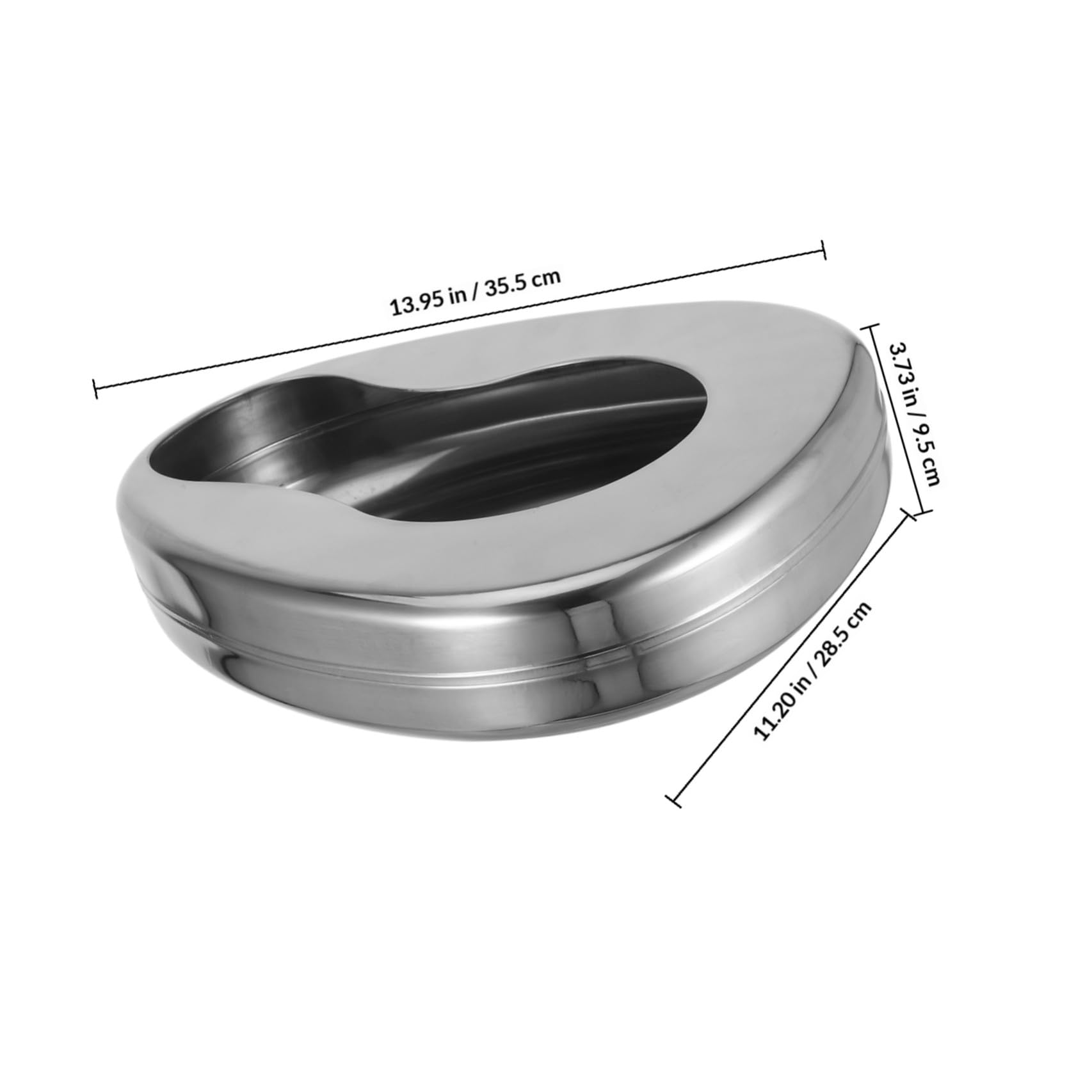 Bacinilla de Cama Portátil de Acero Inoxidable sin Tapa, para Hombres y Mujeres Mayores, Uso Nocturno Ergonómico para Pacientes Postrados en Cama y Cuidado Hogar