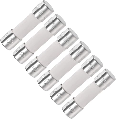 uxcell Cartucho de cerámica fusibles 1A 250V 0.197x0.787 in lento golpe reemplazo para amplificador de audio estéreo cerámica 6 unids