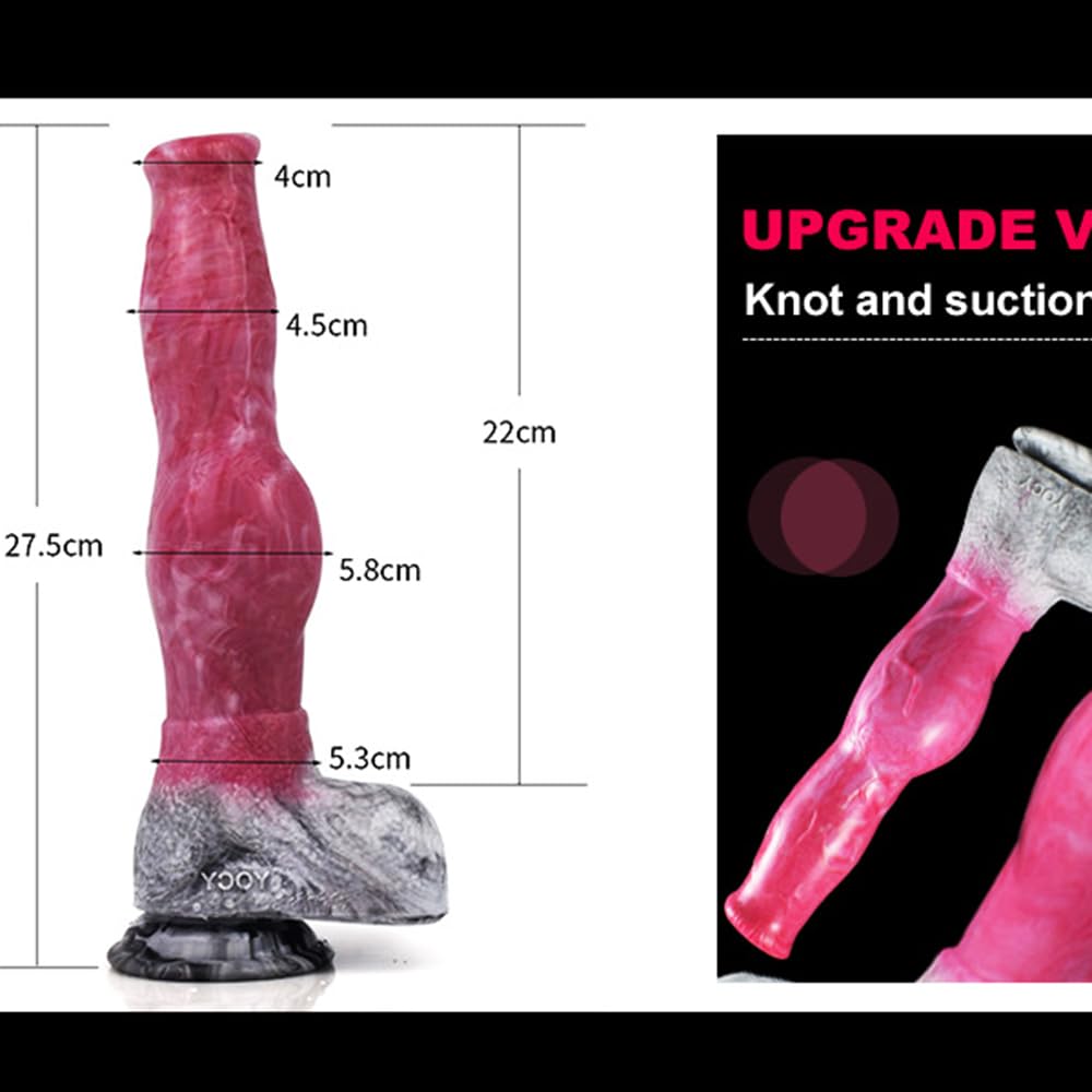 Big Size Long Knotty Silicone Artificial Dog Dildo Wolf Silicone Made Big Knot Multi Colored (Pink+Grey): Pink+grey