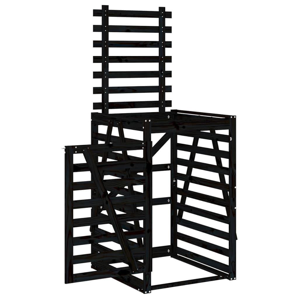 Cobertizo para Cubos de Basura Madera Pino Negro 84x90x128,5 cm,Casa y jardín,Productos del hogar,Accesorios para contenedores de residuos,Soportes para contenedores de residuos,23kg-825104