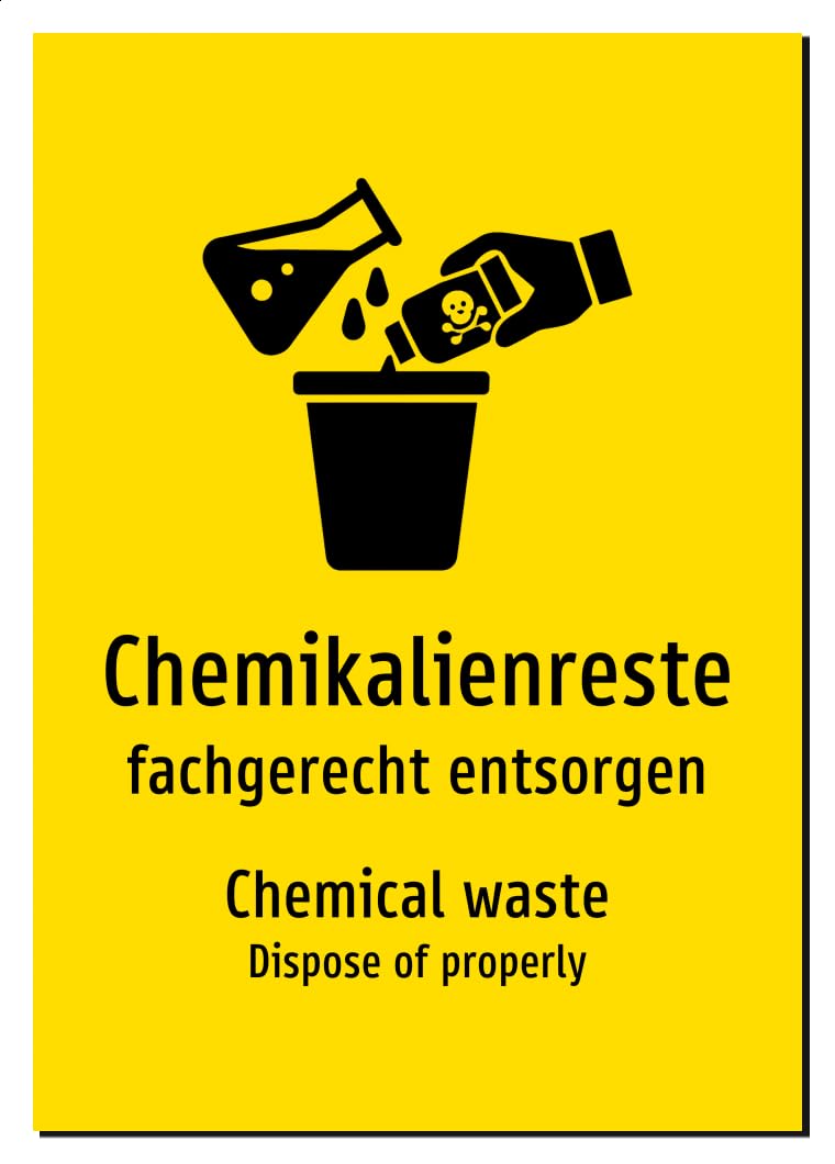 61180-DEEN-S-08 | Chemikalienreste Schild/Aufkleber Deutsch Englisch