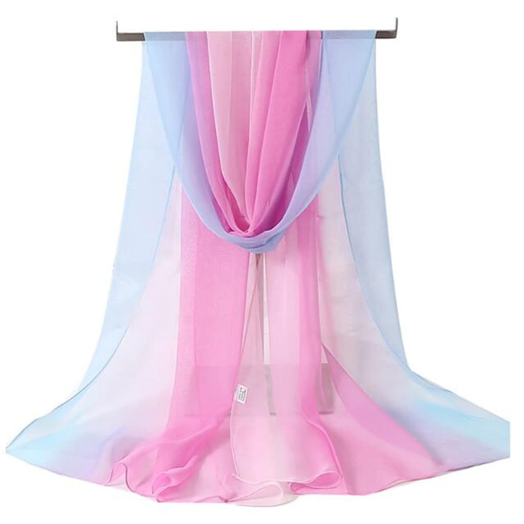 Sciarpa di Seta Sfumata Estiva da Donna, in Garza Leggera con Protezione Solare, Lunga in Chiffon, Asciugamano di Sabbia (Taglia Unica)
