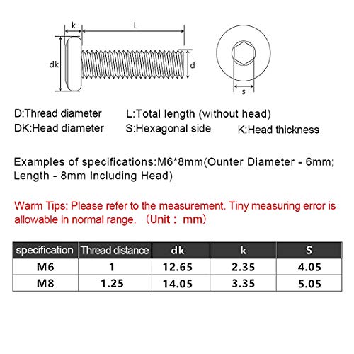 BOZONLI Furniture Bed Bolts Allen Head Screws Stainless Steel Fastener, M8×30mm,10 pcs - Image 4