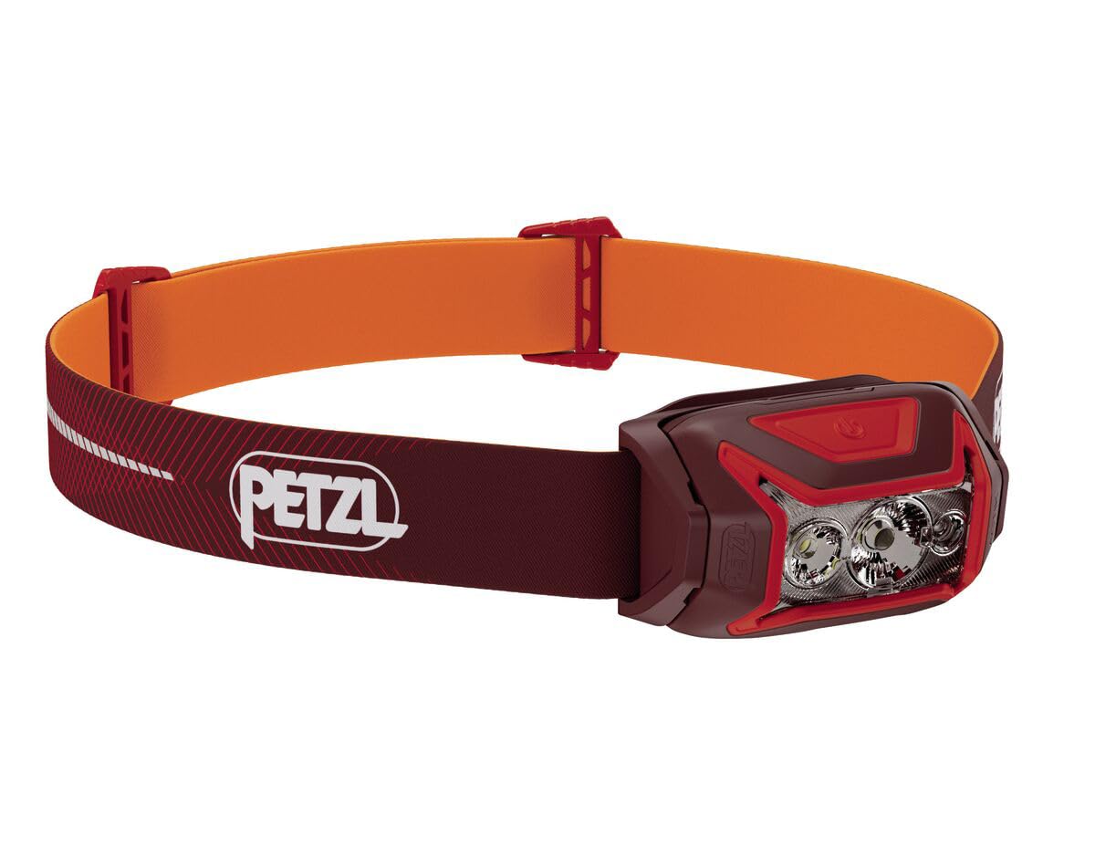 PETZL - Lampe Frontale ACTIK - Trois Niveaux d'éclairage Blanc, Verte, 450 lumens