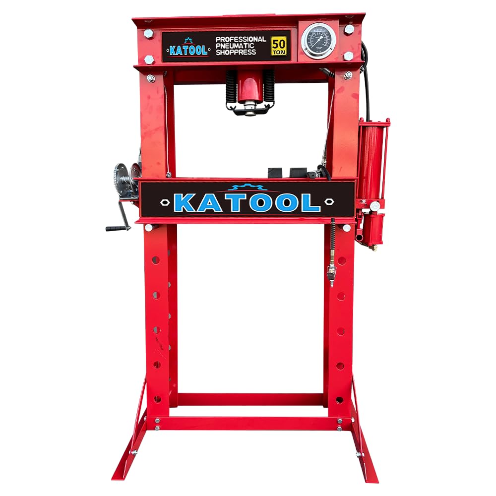 KATOOL 50 Ton Hydraulic Shop Press H-Frame Garage Floor Press, Adjustable Working Table Height (50 Ton)