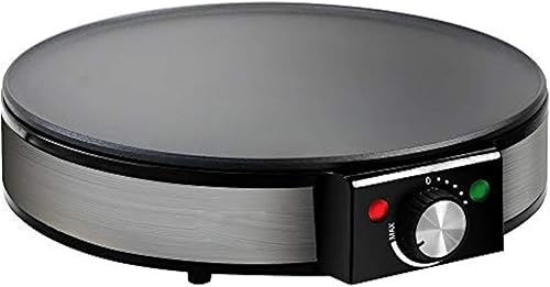 Máquina de crepas antiadherente de 12 pulgadas y plancha para panqueques con temperatura ajustable, esparcidor de masa y espátula, máquina de