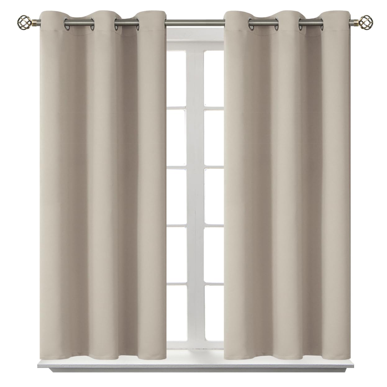 BGment Room Darkening Curtains 54 Inches Long - Grommet Thermal Insulated Drapes Window Treatment Curtains for Bedroom, 2 Panels, 38 x 54 Inch, Camel