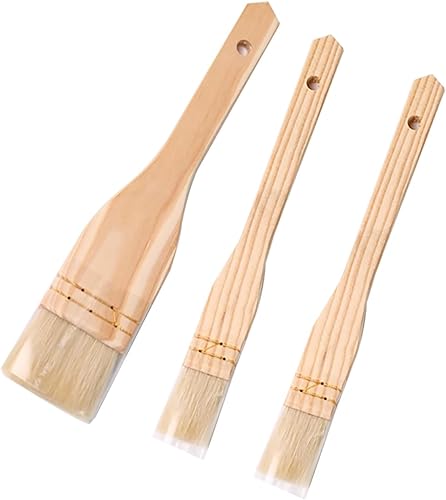 Miniatura 5 de 3 cepillos de repostería con cerdas de cabra y asas de madera dura, cepillo para hornear, asar a la parrilla, cocinar y untar aceite, mantequilla,