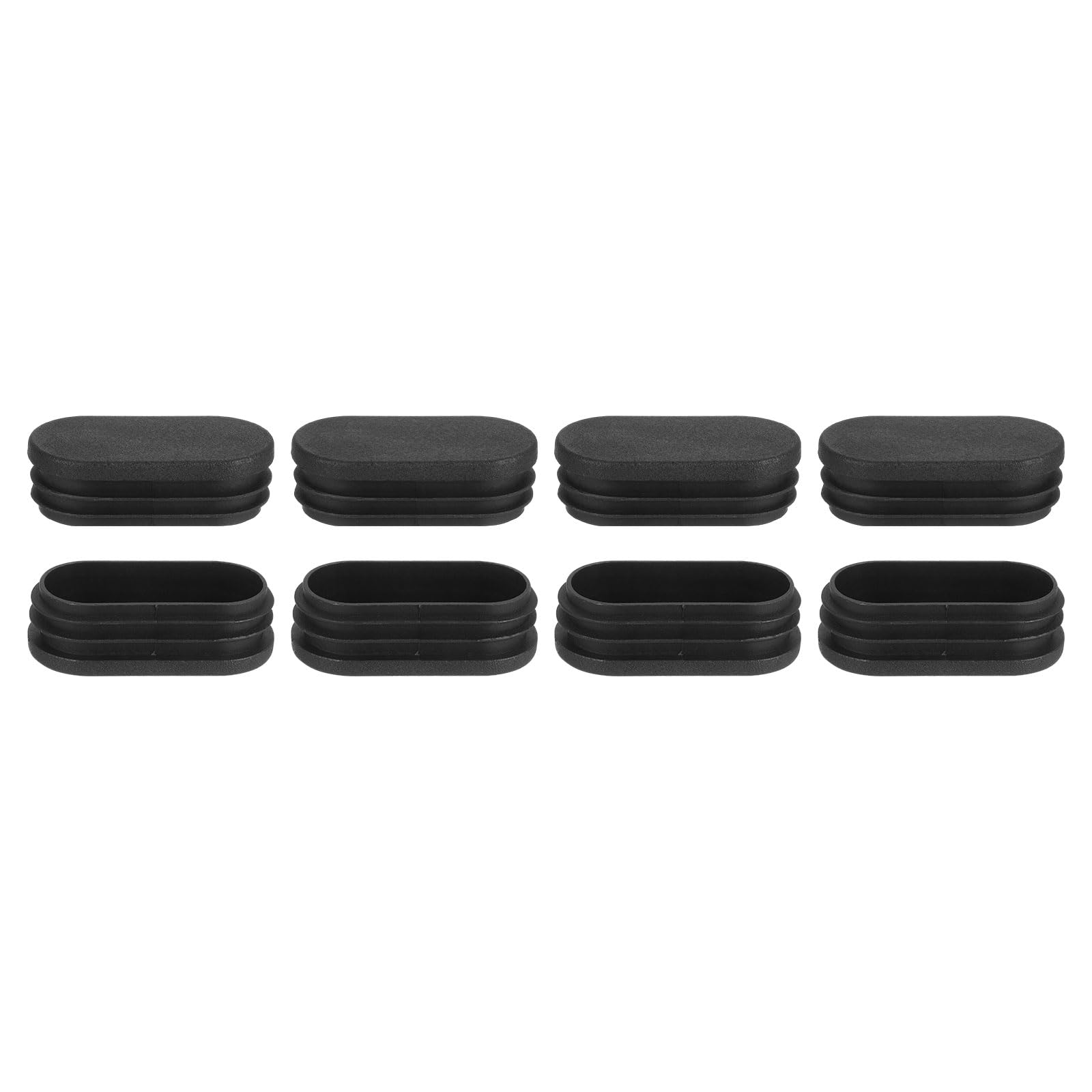 sourcing map Plastic Hole Plugs, 8Pcs 60x30mm Oval Pipe Tubing End Cap, Pipe Tube Insert Cap, Table Chair Leg Hole Covers for Table Chair Legs, Metal Tubing, Fences, Black