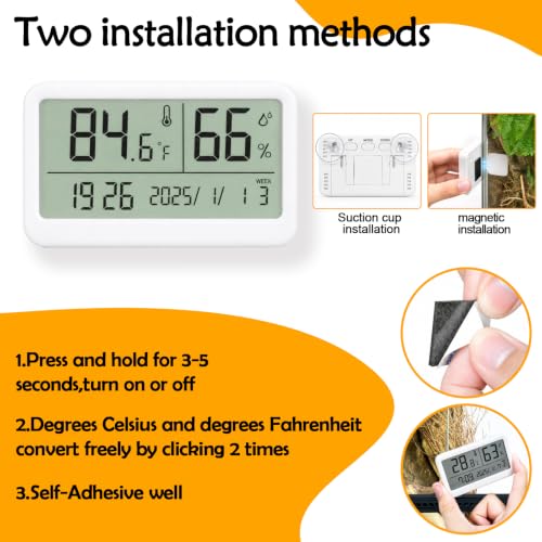Image of Magnetic Reptile Thermometer and Humidity Gauge for Bearded Dragon Accessories, Reptile Tank Accessories for Jumping Spider, Leopard Gecko, Hermit Crab, Gecko, Ball Python, Lizard