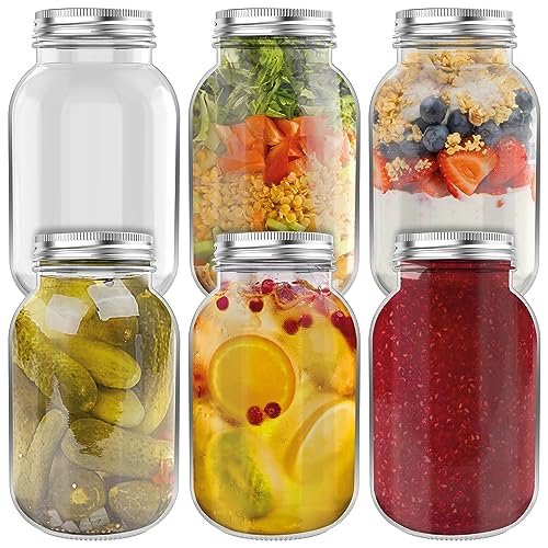 HEFTMAN Einmachgläser mit Schraubdeckel 1L - 6 Luftdicht Overnight Oats Gläser für Hausgemachte Marmelade, Babynahrung - Große Gläser...