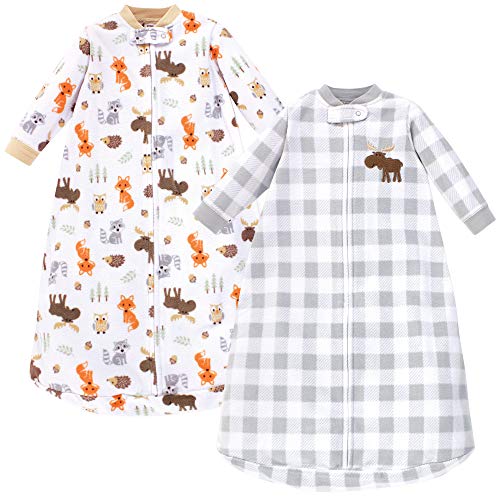 Hudson Baby Unisex Baby Long-Sleeve Fleece Sleeping Bag, Woodland, 0-9 Months