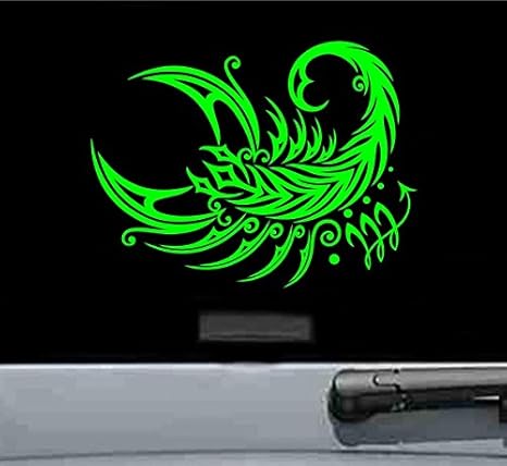 JS Artworks Tribal Scorpio Sign Vinyl Decal Sticker (Lime Green)