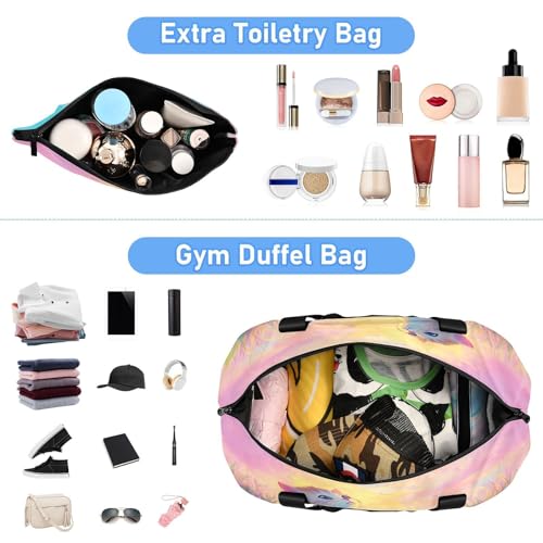 Pink Cats Duffel Bag for Women Men Gym Bag with Shoe Compartment Wet Pocket Carry On Weekender Overnight Bags for Travel Hospital Gym4