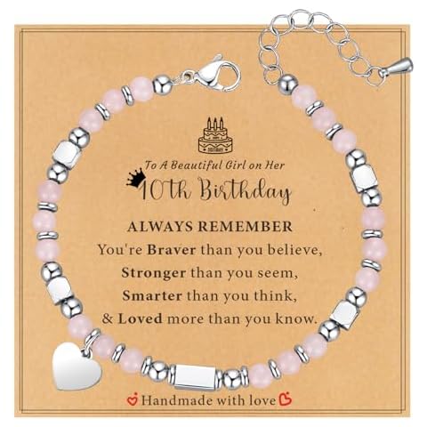 TAGOMEI Birthday Gifts for Women Her, Teen Gifts Trendy Stuff Tiny Gemstone Beaded Bracelets Gifts for Women Teens Daughter Granddaughter Niece Sister Best Friend with Happy Birthday Card Cover