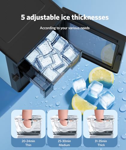 Image of Antarctic Star Clear Ice Cube Makers, 9 Pcs 1.6 inch Large Clear Ice Cubes /Hour, 24H Timer, Self-Cleaning, 5 Ice Cube Sizes for Cocktails, Whiskey & Bourbon, Perfect for Home bar, Kitchen & Party