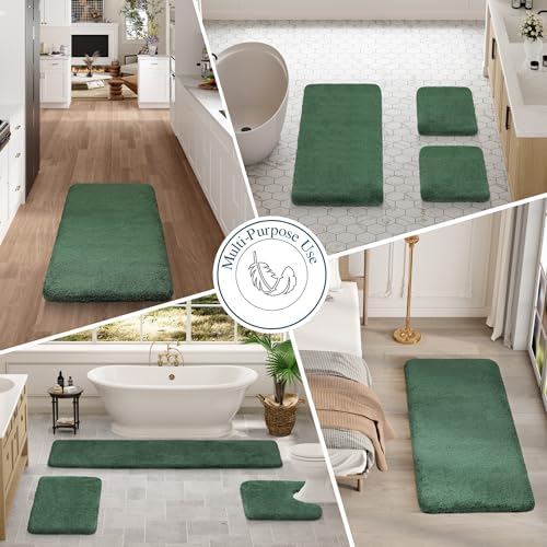 Walensee Large Bathroom Rug (24 x 48, Hunter Green) Extra Soft and Absorbent Shaggy Bathroom Mat Machine Washable Microfiber Bath Mat for Bathroom, Non Slip Bath Mat, Luxury Bathroom Floor Mats - 5