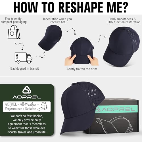 Image of AOPREL Baseball Cap Breathable Mesh Golf Hat Quick Dry Adjustable Baseball Hats for Men and Women Sport Running Workout