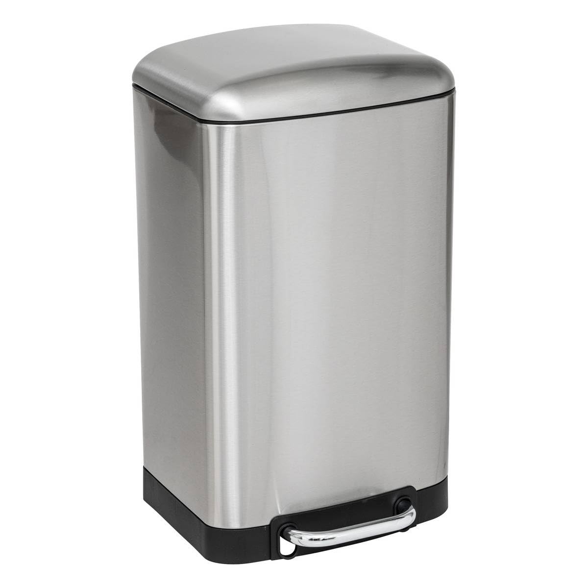 5Five - Poubelle de Cuisine Ariane 20L en Métal Inox - Seau Amovible et Poignée Arrière - Fermeture Silencieuse