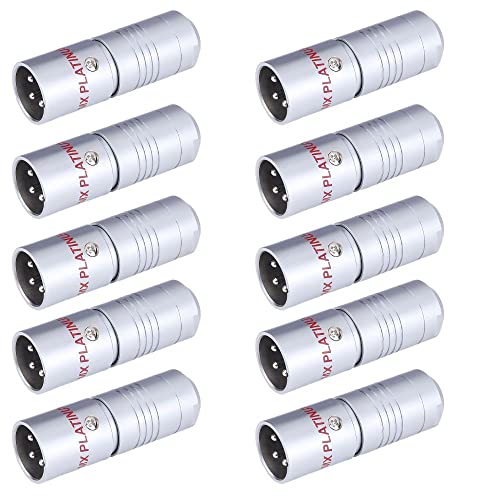 Image of MX 3 Pin XLR Microphone pin Pure Copper Nickel Plated for High Conductivity microphone (XLR 3-pin male(Self-locking), Pack of 10, Male Connector)