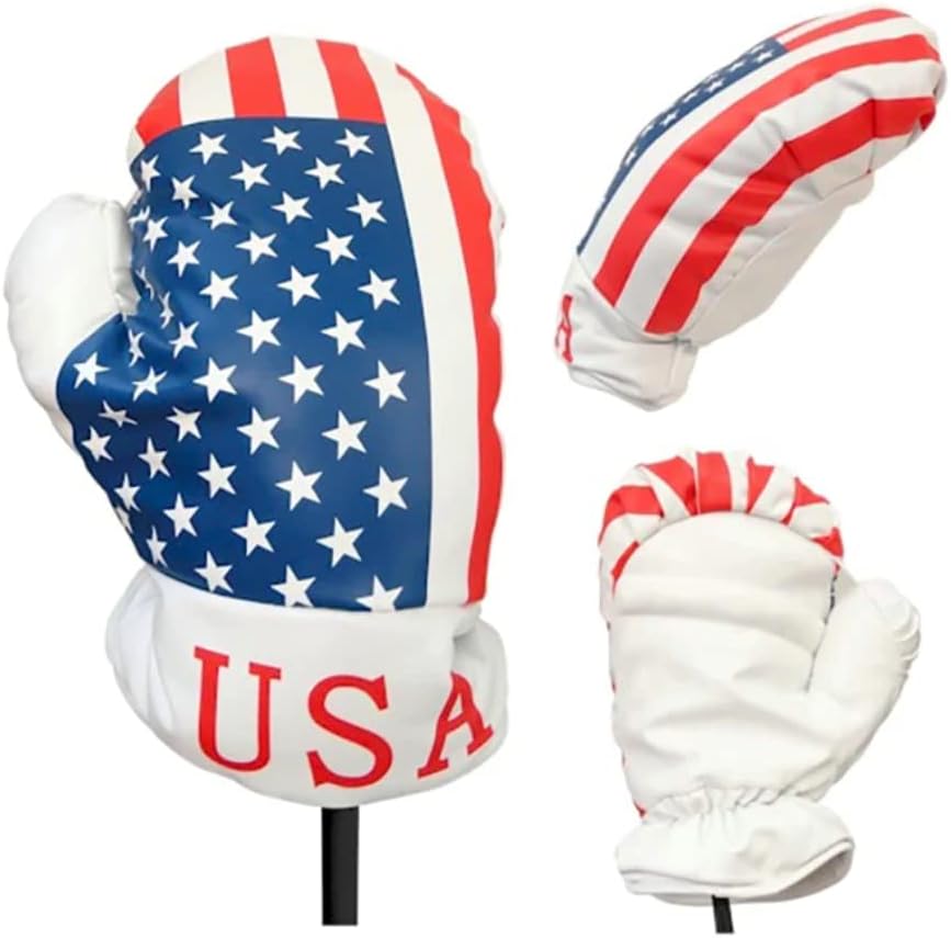 USA Boxing Glove Golf Head Cover - Fits 460cc Driver - Patriotic Red White & Blue American Flag Golf Club Headcover