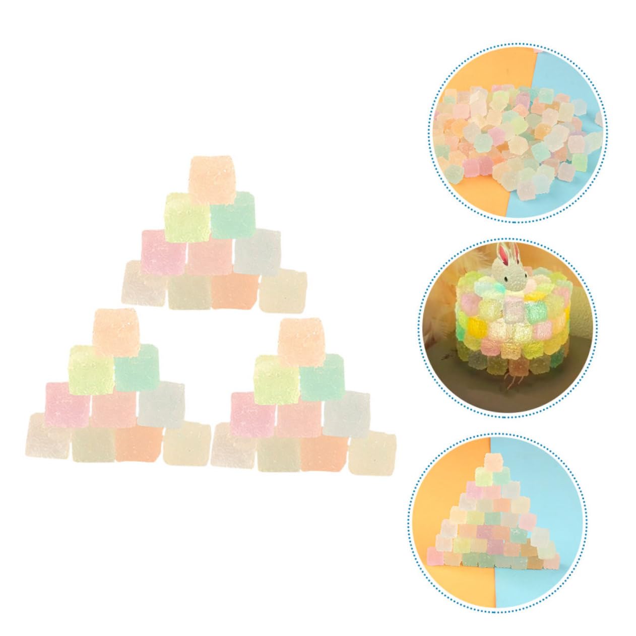 KOMBIUDA 30 Pcs Cube Sugar Charms Mixed Sugar Embellishments for Desserts Cake Decoration and Crafts Fun Jelly Sweets for Party Favors and Events - Image 2