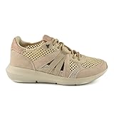  Zapatilla Sneaker Yumas Kayla Beige Fabricado en Plantilla Confort Látex para Mujer. Talla 39