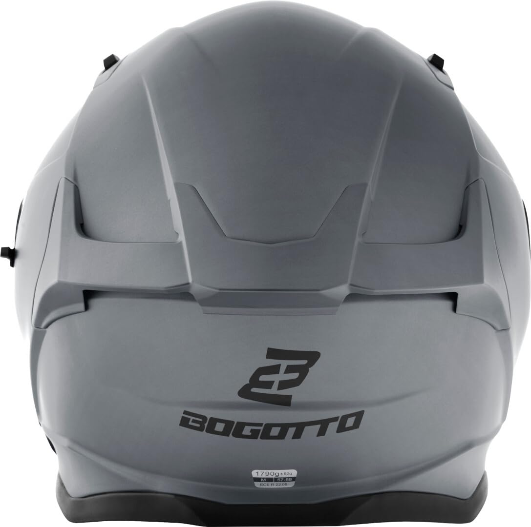 Bogotto H153 BT Bluetooth Helm, grau matt, S | Leicht zu wechseln