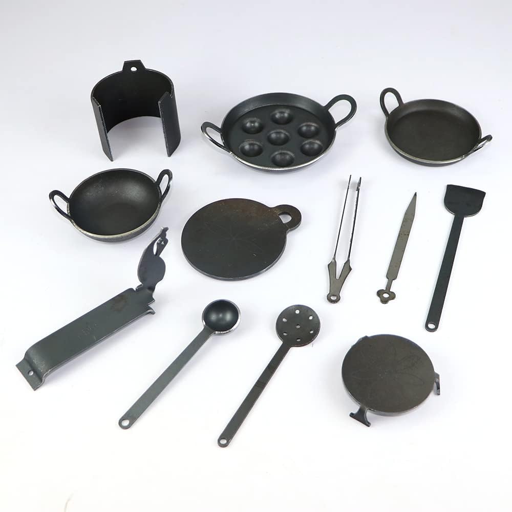 THE BRAIN GYM FACTORY Ball Pure Iron Miniature Kitchen Set, Real Cooking Miniature Kitchen Set, Pretend Play Iron Set, Real Cooking Iron Set (Pack-12) (B0DFLQY7D1) Amazon Price History, Amazon Price Tracker