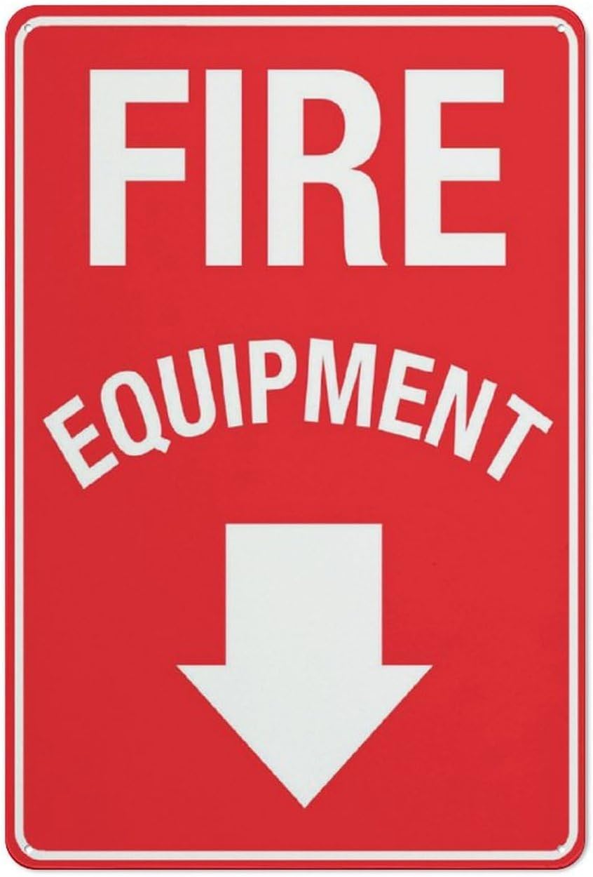 Fire Equipment Symbol Rust Free Aluminum Sign - UV Ink Printed, Weatherproof Decor with Pre-Drilled Holes for Home, Business - 12x16 Inch​