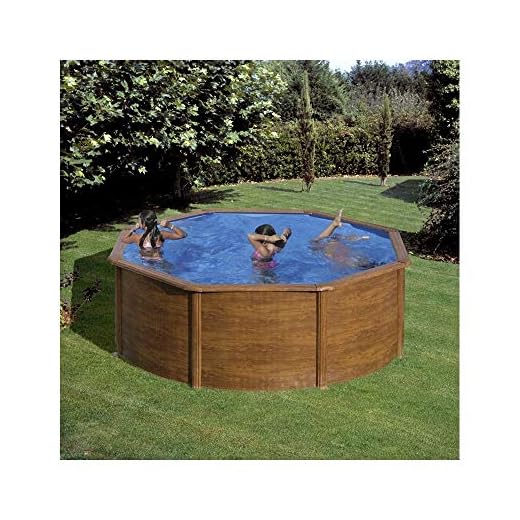 Gre Kitpr303W Sicilia - Piscina Elevada Redonda, Aspecto Madera, 300 X 120 Cm