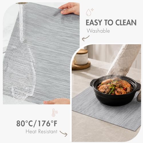 Quantum Love Grey Vinyl Woven Placemats Set of 6 Washable PVC Place Mats by Quantum Love - Used condition - Image 6