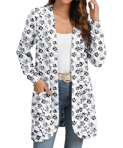 Image of YSYOKOW Cardigan Sweaters for Women Long Sleeve Open Front with Pockets | Long Cardigans for Women Lightweight Soft Casual Dressy Loose Fit Cardigan Sweater with Pockets for Work and Office