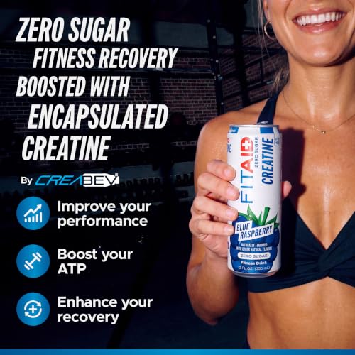 Image of FITAID Creatine Recovery Drink, Electrolytes, Zero Sugar, Blue Raz, 4pk